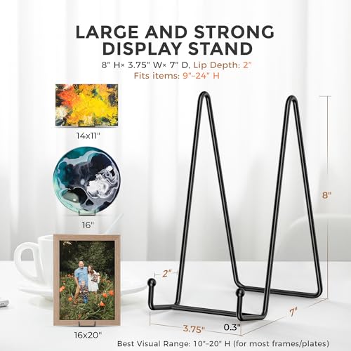 TR-LIFE Plate Stands/Holder for Display, 8 Inch, Large, Metal Frame for Picture, Decorative Platter, Book, Photo Easel (2 ...