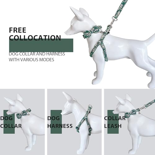 Dog Collar and Harness with Leash Set, Premium Breathable Harnesses for Girl Boy Dogs, No Pull Easy Walking Pet Harness, G...