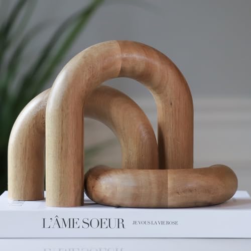 Product Elevations Wooden Arch Decor Set of 3 - Shelf Decor Aesthetic for Coffee Tables, Bookshelves, & Entryways - Acacia...