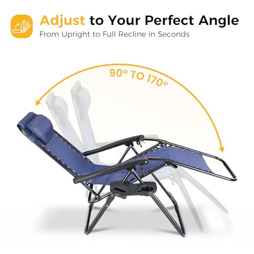 NEWBULIG Zero Gravity Chair Set of 2, Lounge Chair Folding Portable Adjustable Camping Reclining Chairs with Adjustable Po...