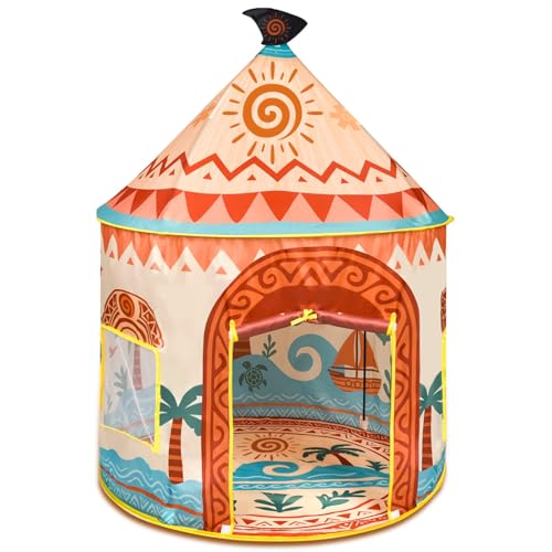 Amplov Tropical Adventure Princess Play Tent for Kids, 53"x41" Island-Themed Pop-Up Playhouse with LED Lights & Carry Bag,...