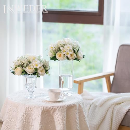 Inweder Flower Balls Centerpieces for Tables: 2 PCS White Flowers for Centerpieces Floral Arrangements Centerpiece for Wed...