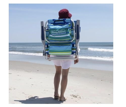 Tommy Bahama 5 Position Beach Chair, Zippered Insulated Cargo Pouch, Cup and Cell Phone Holders, Towel Bar, Pillow for Ext...