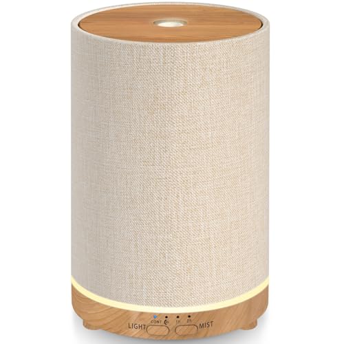 URPOWER 100ML Essential Oil Diffusers for Home with Linen Cover 7 Color Changing Lights, Timer & Auto-Off Scent Diffuser O...