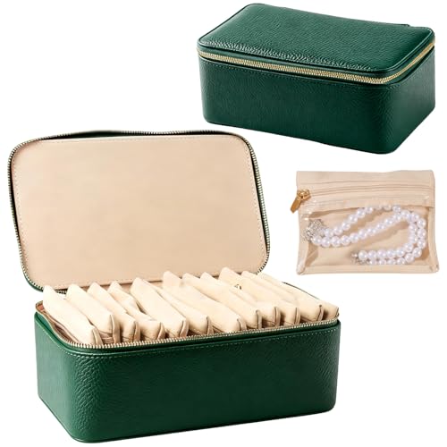 Yaliang Travel Jewelry Organizer, Travel Jewelry Box with 12 Velvet Zipped Pouches Bags for Jewelries Necklaces Rings Earr...