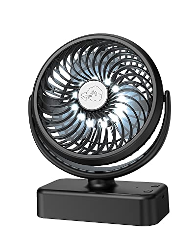 REENUO Portable Camping Fan, Small Tent Fan with Hanging Hook, 40 Working Hours Rechargeable USB Battery Fan with LED Ligh...