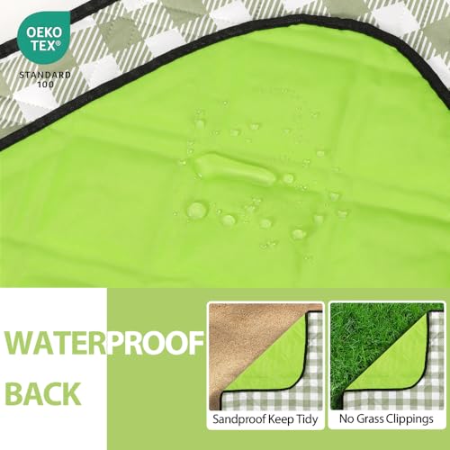 ZAZE Extra Large Picnic Outdoor Blanket, 80''x80'' Waterproof Foldable Blankets Gingham Picnic Mat for Beach, Camping Gras...