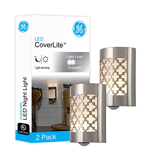 GE CoverLite LED Night Light, Plug-in, Dusk to Dawn Sensor, Home Decor, LED Lights for Bedroom, Bathroom, Kitchen, Hallwa...