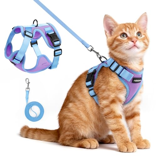 rabbitgoo Cat Harness and Leash Set, Escape Proof Soft Adjustable Vest Harnesses for Outdoor Walking, Easy Control Breatha...