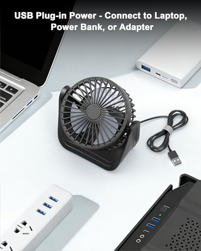 Smilebridge 10000mAh Battery Operated Desk Fan, Portable USB Rechargeable Personal Fan with 3 Speeds, 360° Rotation & Quie...
