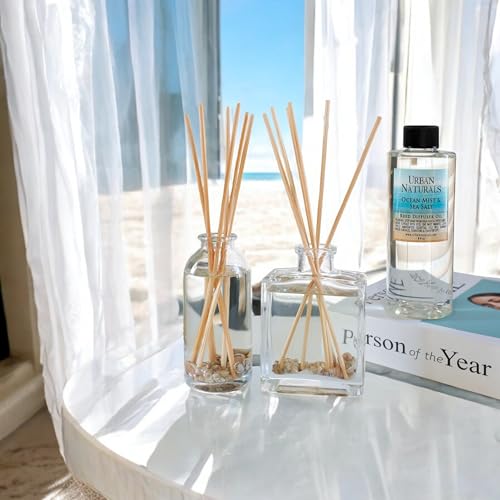 Urban Naturals Ocean Mist & Sea Salt Reed Diffuser Set | Made with Essential Oils & Real Seashells | Decorative Air Freshe...