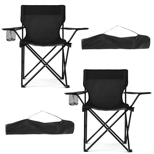 Canpsky 2 Pack Lightweight Folding Camping Chairs, Outdoor Lawn Beach Chair with Cup Holder & Carry Bag for Travel, Fishin...