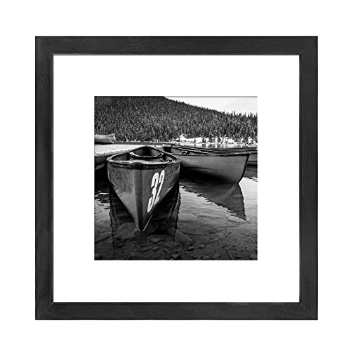 Soonrada 12x12 Picture Frame Matted to Fit Photos 8x8 or 12 x 12 Pictures Without Mat, 12 by 12 Square Solid Wood Black Pi...