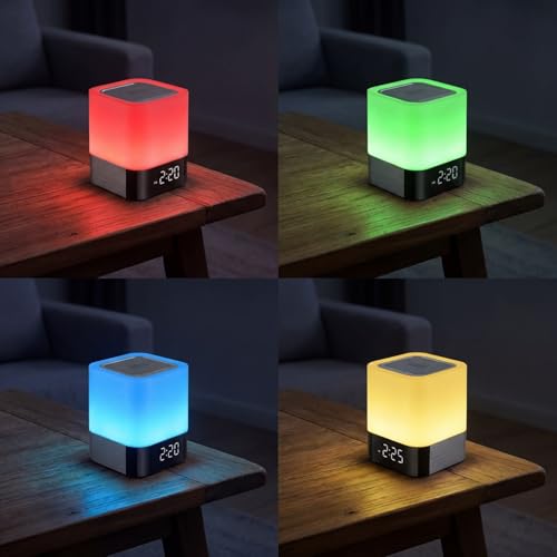 Gallstep Night Lights Bluetooth Speaker, Alarm Clock Bluetooth Speakers Touch Sensor Bedside Lamp Dimmable Multi-Color Cha...