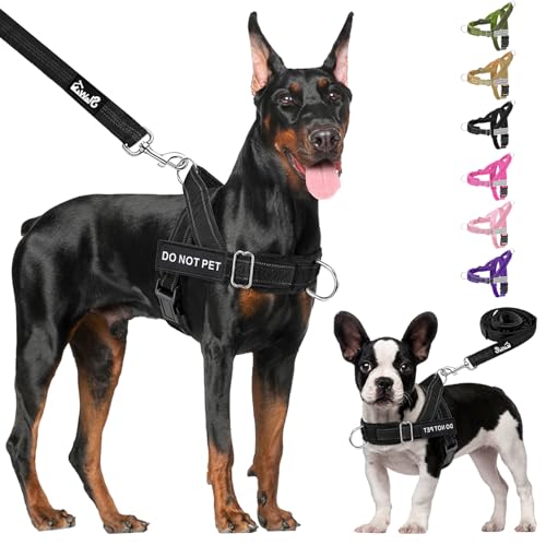Lukovee No Pull Dog Harness & Leash Set - Heavy Duty Dog Vest Harness with Soft Padded for Medium Large Dogs, Adjustable R...
