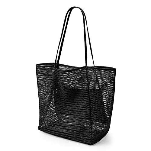 KALIDI BeachNylon Mesh Tote Bag, Casual Tote Bag Hobo Women Foldable MAX 23L Shoulder Bag For Beach Picnic Vacation