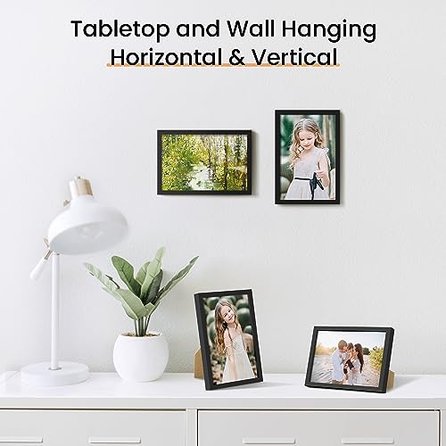 upsimples 4x6 Picture Frame Set of 3, Made of High Definition Glass for 4 x 6, Wall and Tabletop Display Thin Border Photo...