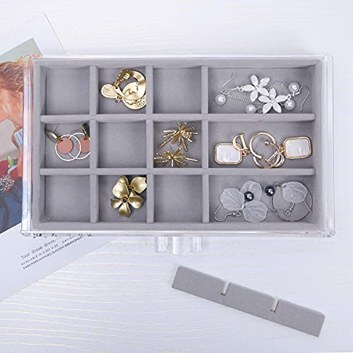 misaya Earring Jewelry Organizer with 5 Drawers, Birthday Present, Clear Acrylic Jewelry Box for Women, Velvet Earring Dis...