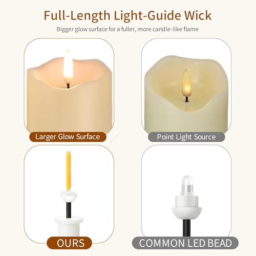 ANGELLOONG Flickering Flameless Candles, Realistic Battery Operated Candles with Remote and Timer, Set of 3 LED Candles fo...