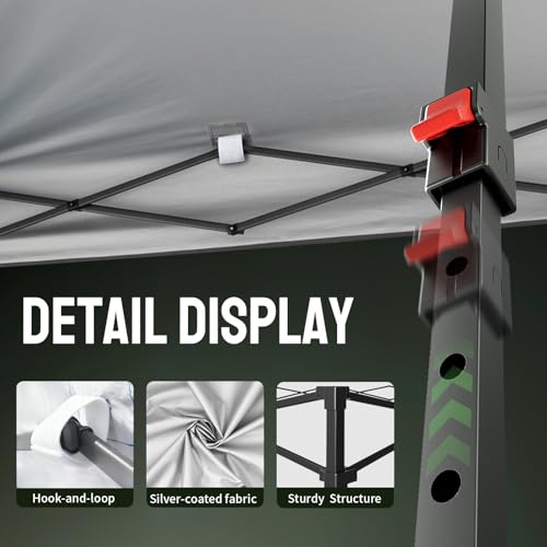 CROWN SHADES 10x10 Pop Up Canopy - Patented Center Lock One Push Instant Outdoor Canopy Beach Tent with STO-N-Go Bag 8 Sta...