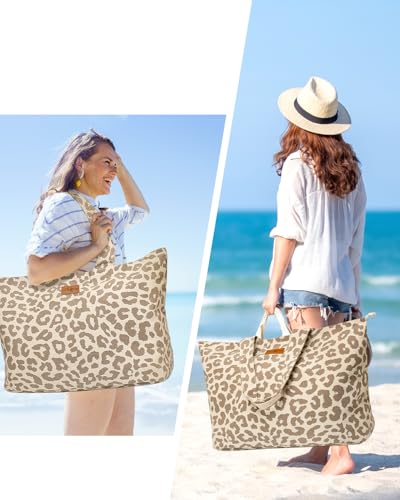 GLORIEROO Extra Large Beach Bag for Women - Sandproof Over-Size Carry On Beach Essentials Tote with 5 Pockets Gifts for Women