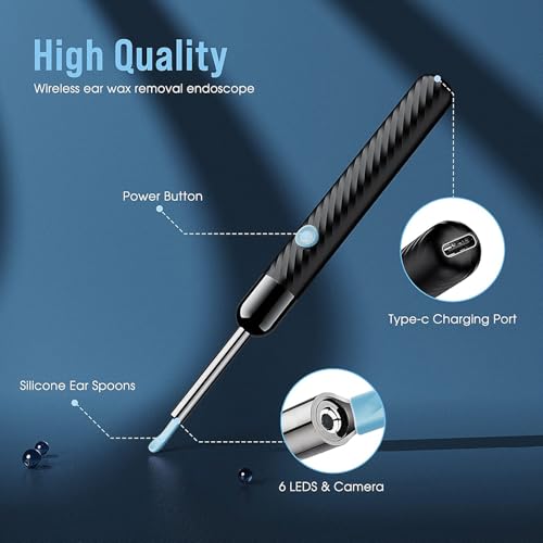 LEIPUT Ear Wax Removal - Earwax Remover Tool with 8 Pcs Ear Set - Ear Canal Cleaner with 1080P Camera - FSA HSA Eligible -...