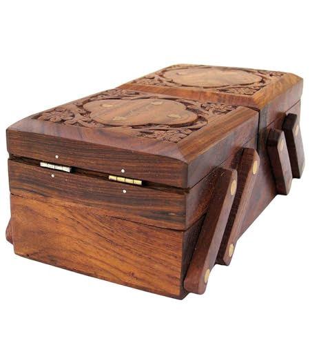 ZYNTIX Wooden Jewelry Organizer - 3 in 1 Jewelry Box with Multiple Compartments for Rings, Necklaces, Earrings - Elegant D...