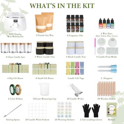 SAEUYVB Candle Making Kit,Candle Making Kit for Adults & Beginners - DIY Starter Soy Candle Making Supplies with Digital W...