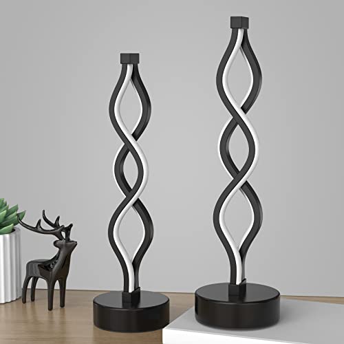NUÜR Bedside Lamps Set of 2, Black Lamps for Living Room, Dimmable LED Nightstand Lamp, Small Nightstand Lamp for Bedroom,...