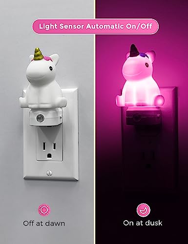 L LOHAS LED Plug-in Night Light for Kids, Cute Color Changing LED Night Light with Dusk to Dawn Sensor, Christmas, Birthda...