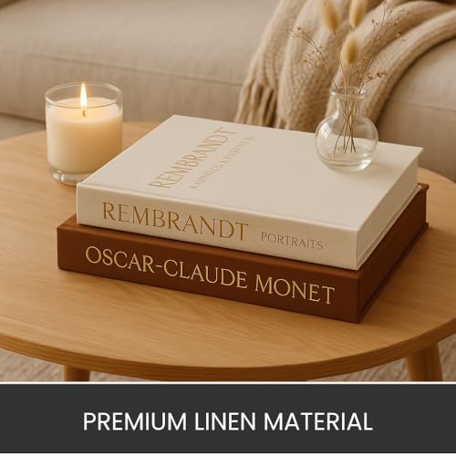 PRIMERA COLLECTIONS Faux Book Storage Boxes – Linen Decorative Books for Home Decor, Coffee Tables, Bookshelves, Photo Sto...