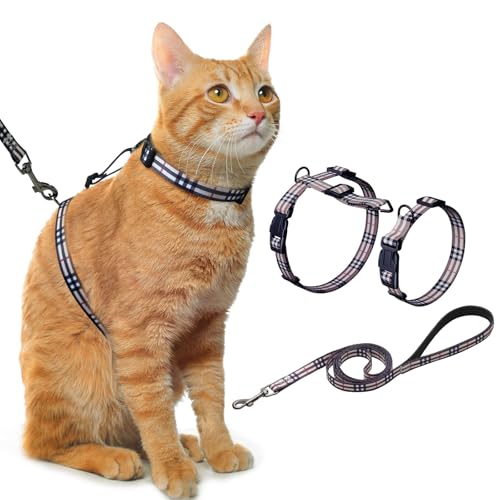 Hikiko Cat Harness and Leash Set Escape Proof Adjustable Walking Travel Soft Kitten Harness for Small Medium Large Cats (K...