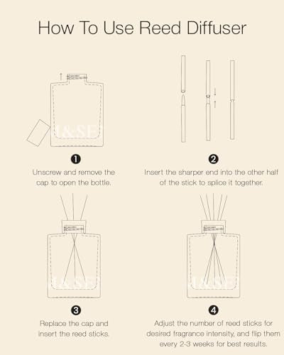 M&SENSE Sandalwood & Vanilla Reed Diffuser Set - 16.9 fl oz Long-Lasting Scent, Non-Toxic Essential Oil Diffuser for Home,...