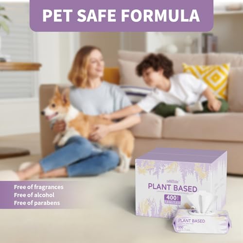 IMMHABI 400 PCS Pet Wipes for Paws and Butt Hypoallergenic Pets Cleansing & Deodorizing Anal Gland Hygienic Puppy Wipes fo...