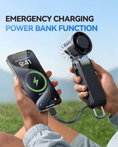 MUXNW Portable Handheld Turbo Fan: 100 Speed Levels, 4000mAh Rechargeable, 3-in-1 Foldable Mini Fan, Gift for Women & Teen...