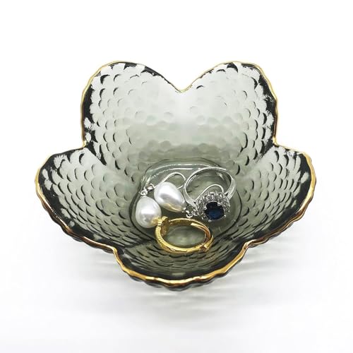 BESSKON Flower Ring Dish Jewelry Tray, Glass Jewelry Dish Tray, Aesthetic Room Decor Small Trinket Dish, Nightstand Jewler...
