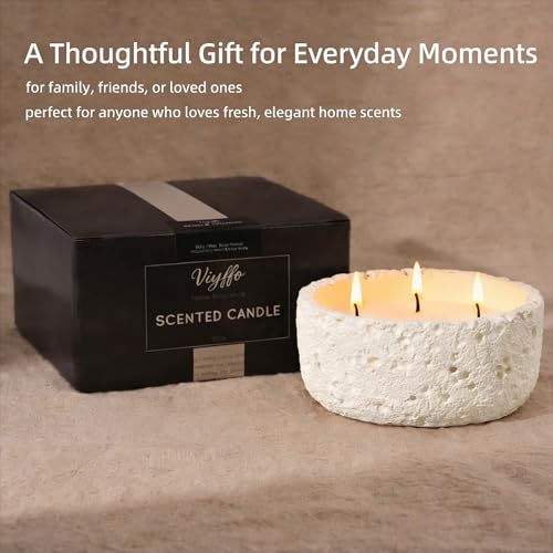 Viyffo 20oz Large Scented Candle - Lemongrass & Bergamot, 3 Wick Home Scented Candle, Non Toxic Soy for Women and Men, Ivo...