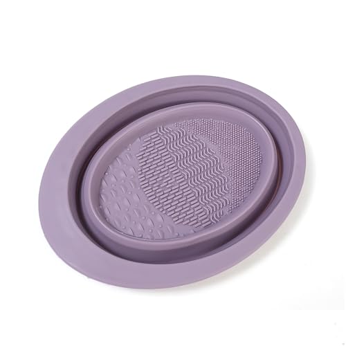 1pcs Silicone Makeup Brush Cleaner Folding Powder Puff Cleaning Bowl Eyeshadow Brushes Washing Soft Pad Beauty Tools,Purpl...
