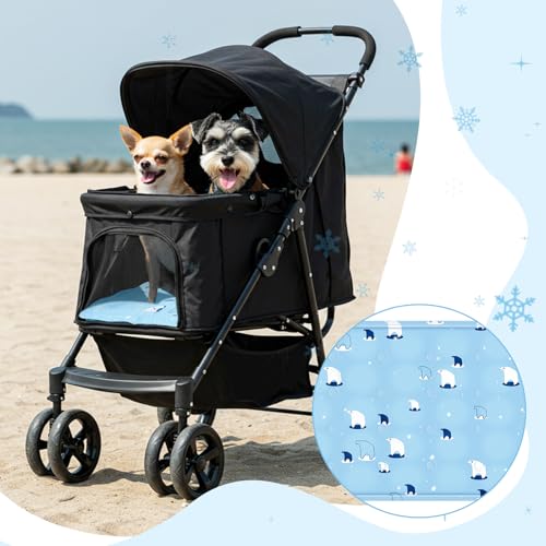 Nuanchu Dog Stroller Cooling Mat Waterproof Outdoor Pet Cooling Mat Washable Summer Cat Sleeping Blanket for Pet Stroller(...