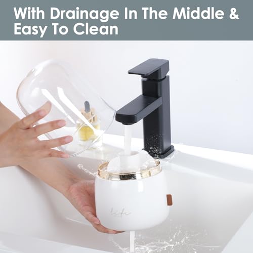 Toothbrush Holders for Bathrooms,Rotating 5-Slot with Cover and Draining Water,Kids Electric Toothbrush Holder and Toothpa...