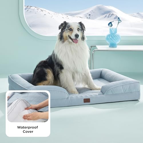 Bedsure L Plus Cooling Dog Bed for Large Dogs - Orthopedic Dog Cat Cooling Bed Washable, Big Comfort Dogs Couch Sofa with ...