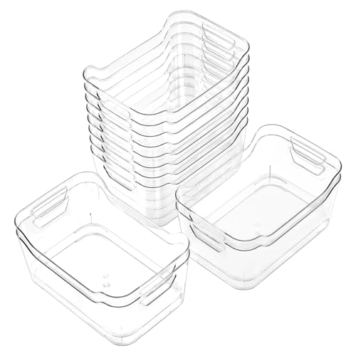 AntStep 12 Pack Clear Plastic Storage Bins, Pantry Organizers and Storage, Clear Pantry Organizer Bins, Plastic Containers...