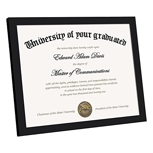 upsimples Certificate Frame with High Definition Glass, 8.5 by 11 Picture Diploma Document Frames for Wall and Tabletop, B...