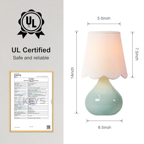 Lampworks 14''H Cordless LED Ambient Table Lamp, Rechargeable Ceramic Bedside Lamp with 3-Level Dimmable Soft Lighting, Li...
