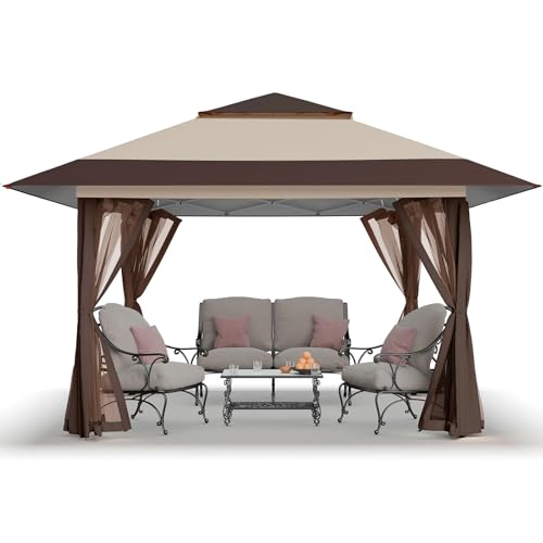 CROWN SHADES 13x13 Pop Up Gazebo, Canopy Tent, Gazebos on Clearance - Outdoor Gazebo for Backyard & Patio Furniture - Carp...