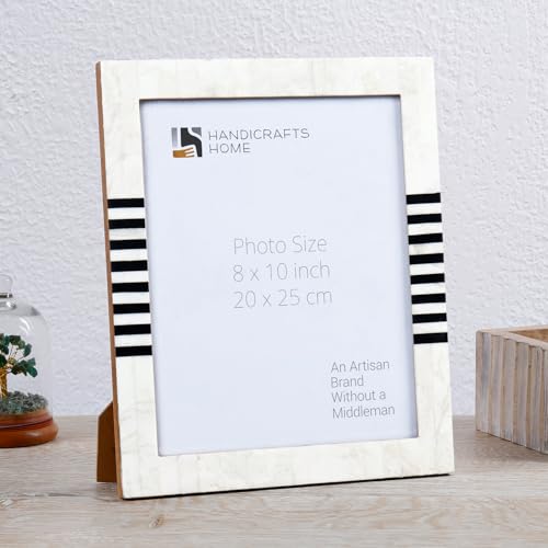 Handicrafts Home White Picture Frame, Handmade Resin Inlay 8x10 Black & White Photo Frame for Decorative Photo Frames for ...