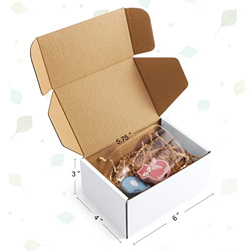 Eupako 6x4x3 Shipping Boxes Small Corrugated Cardboard Box - 25 Pack White Mailing Boxes for Packaging Small Business, Mai...