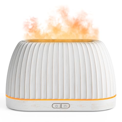 SOULORIGIN Essential Oil Diffuser, Flame Effect Aromatherapy Diffuser with 7-Color LED Lights & Auto Shut-Off, Ultrasonic ...