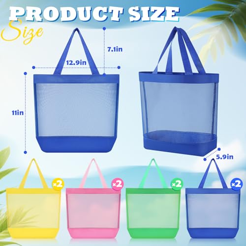 Amylove 11 x 12.9 Inche Mesh Beach Tote Bags Mini Pool Beach Bags Reusable Colorful Polyester for Travel Party Swim Toys