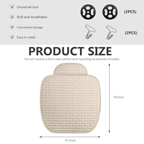 MUQIDA Car Seat Cover for Front Seats, Comfortable Linen Seats Cushion Pad Mat with Storage Pockets, Anti-Slip Breathable ...
